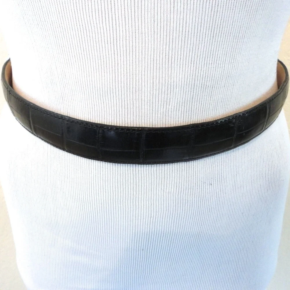 Vintage Brighton Black LEATHER w/Silver Hardware Buckle / Side Attachmen…